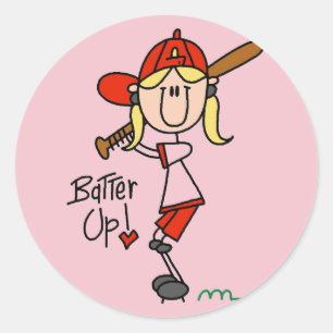 Girls Baseball Batter-up-shirts en cadeautjes Ronde Sticker
