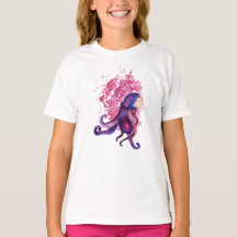 Girl's Basic T-Shirt - Octopus