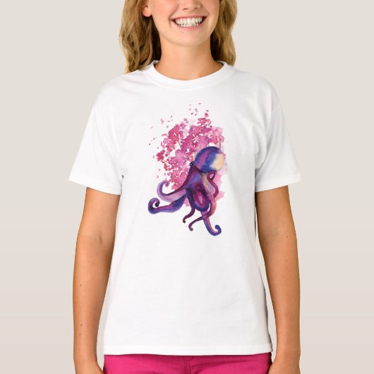 Girl's Basic T-Shirt - Octopus (Voorkant)