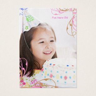 Girls Birthday-fotokaarten Visitekaartjes