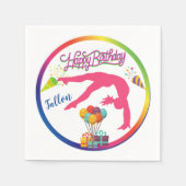 Girls Birthday Gymnastics Handspring Rainbow Trim Servet (Voorkant)