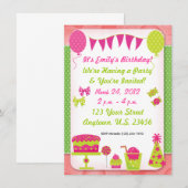 Girls Birthday Invitation Kaart (Voorkant / Achterkant)