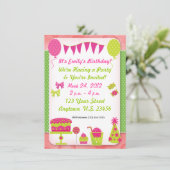 Girls Birthday Invitation Kaart (Staand voorkant)