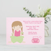 Girls Birthday Party Invitation Kaart (Staand voorkant)