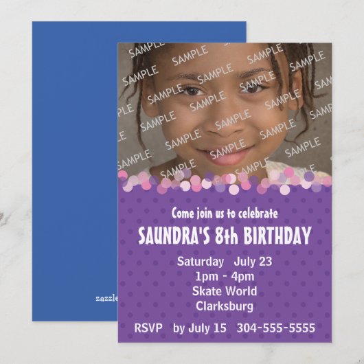 Girl's Birthday Party Kaart (Voorkant / Achterkant)