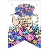 Girls Birthday Tea Party Floral Vlaggetjes (Eerste vlag)