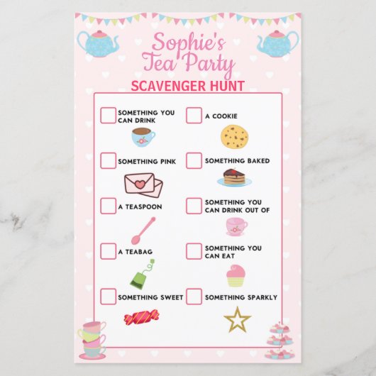 Girls Birthday Tea Party Scavenger Hunt (Voorkant)