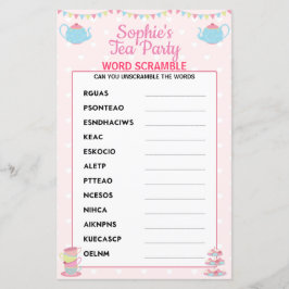 Girls Birthday Tea Party Word Scramble