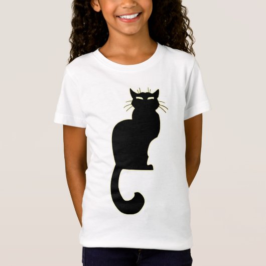 Girl's Black Cat T-shirt Black Cat Art Kind T-shir (Voorkant)