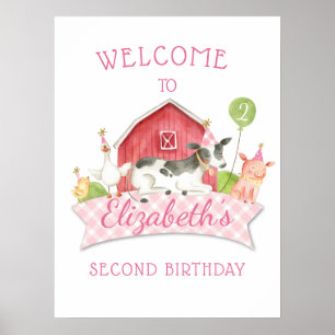Girls BOERDERIJ Birthday Party Welcome Poster