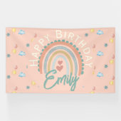 Girl's Boho Rainbow Dreams Lichtkoraal Spandoek (Horizontaal)