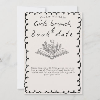 Girls Book Date invite Kaart