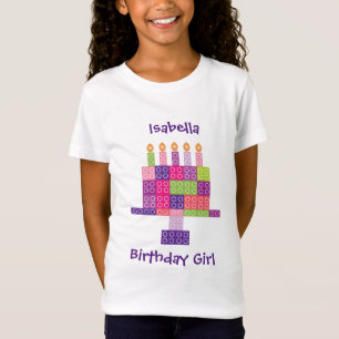Girl's Building Bricks Blokken Birthday Cake T-shirt
