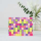 Girl's Building Bricks Blokken Verjaardag Bedankt Briefkaart (Staand voorkant)