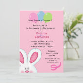 Girls Bunny Rabbit Birthday Invitation Kaart (Staand voorkant)