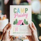 Girl's Camping Uitnodiging Verjaardag