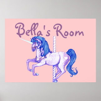 Girl's Carrousel Unicorn Poster Print