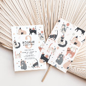 Girls Cat thema verjaardag uitnodiging