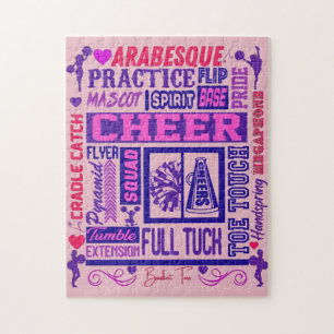 Girls Cheerlead Paarse Typografie Legpuzzel