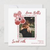 Girls Cherry Sweet 16th Birthday Invitation (Devant)