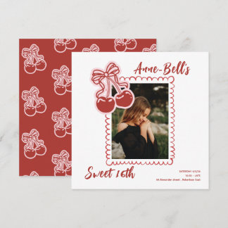 Girls Cherry Sweet 16th Birthday Invitation Kaart