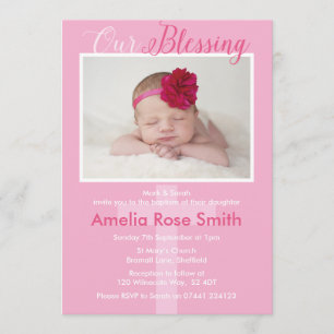 Girls Christening/Baptism Invitation Kaart