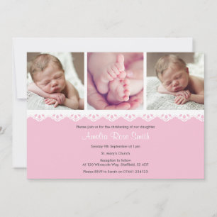 Girls Christening/Baptism Invitation Kaart