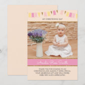Girls Christening/Baptism Invitation Kaart (Voorkant / Achterkant)
