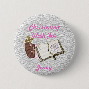 Girls Christening Book Ronde Button 5,7 Cm