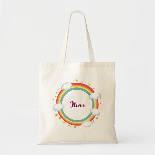 Girls' Circle Rainbow Name Lijst Tote Bag (Voorkant)