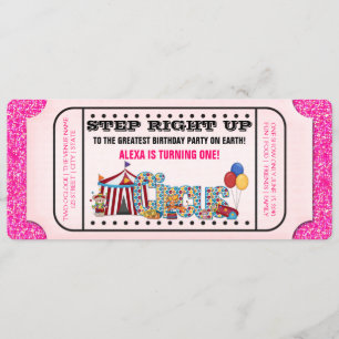 Girls Circus Ticket Birthday Party Kaart