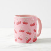 Girls Coquette Cerry Bow Imprimer Mug Rose (Devant droit)