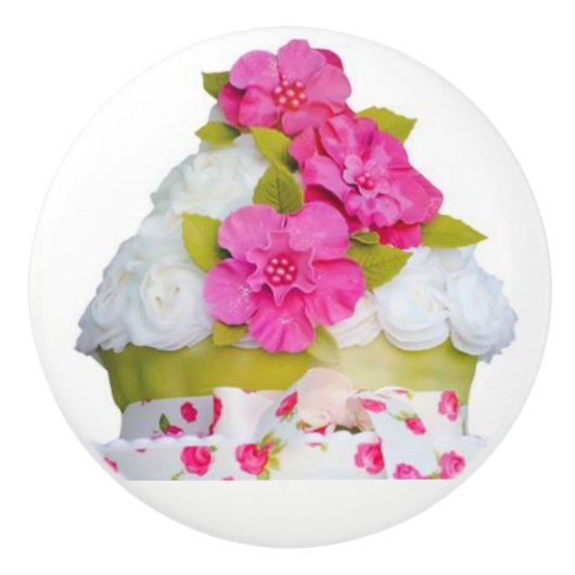 Girls Cup Cake Keramische Knop (Voorkant)