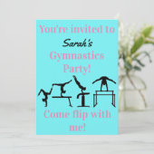 Girls Custom Gymnastics Birthday Party Invitation (Staand voorkant)