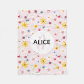 Girls Cute Flower Pattern Monogram en Name Kinder Fleece Deken (Voorkant)