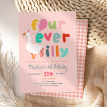 Girls Cute “Four Ever Silly” 4th Birthday Goose