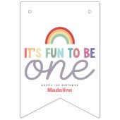 Girls Cute Fun to be One Birthday Milestone Photo Vlaggetjes (Eerste vlag)