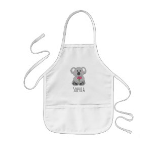 Girls Cute Koala Beer Cartoon Flowers and Name Kinder Schort