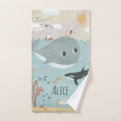 Girls Cute Ocean Whale en Zee Pattern Kinder Bath  Bad Handdoek (Handdoek)
