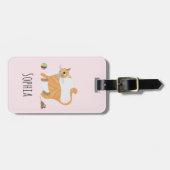 Girls Cute Oranje Ginger Tabby Cat Name Kinder Bagagelabel (Voorkant horizontaal)