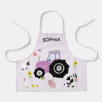 Girls Cute Paarse Boerderij Animal Tractor & Name