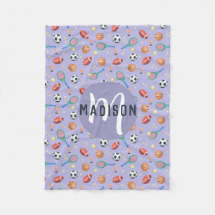 Girls Cute Paarse Football Basketball Sports Kinde Fleece Deken