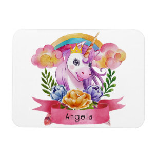 Girls Cute Paarse Unicorn Rainbow Magneet