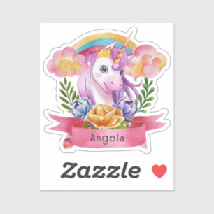 Girls Cute Paarse Unicorn Rainbow Sticker