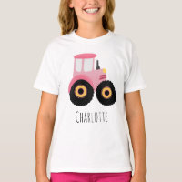 Girls Cute Pink Boerderij Tractor Cartoon