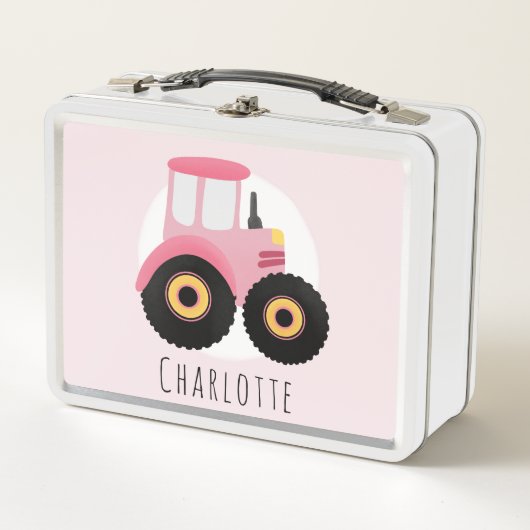 Girls Cute Pink Boerderij Tractor Kinder School (Voorkant)