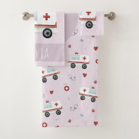 Girls Cute Pink Paramedic Ambulance Pattern Kinder
