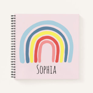 Girls Cute Pink Rainbow en Name Kinderen Notitieboek