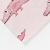 Girl's Cute Pink Safari Crocodile Pattern and Name Fleece Deken (Hoek)