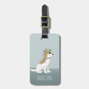 Girls Cute Puppy Cartoon Flowers Kinder Bagagelabel